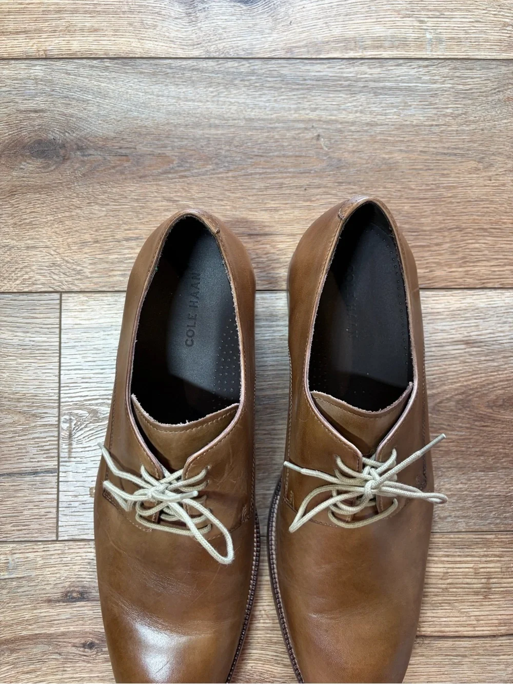 Cole Haan Men's Williams Plain Toe British Tan Leather Oxford Dress Shoes